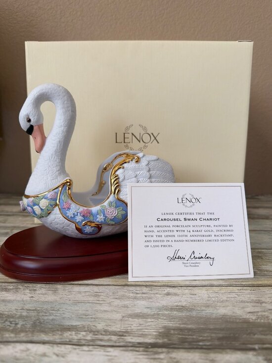 Lenox Other - 2009 Lenox 120th Anniversary Carousel Swan Chariot Limited Edition NEW in Box